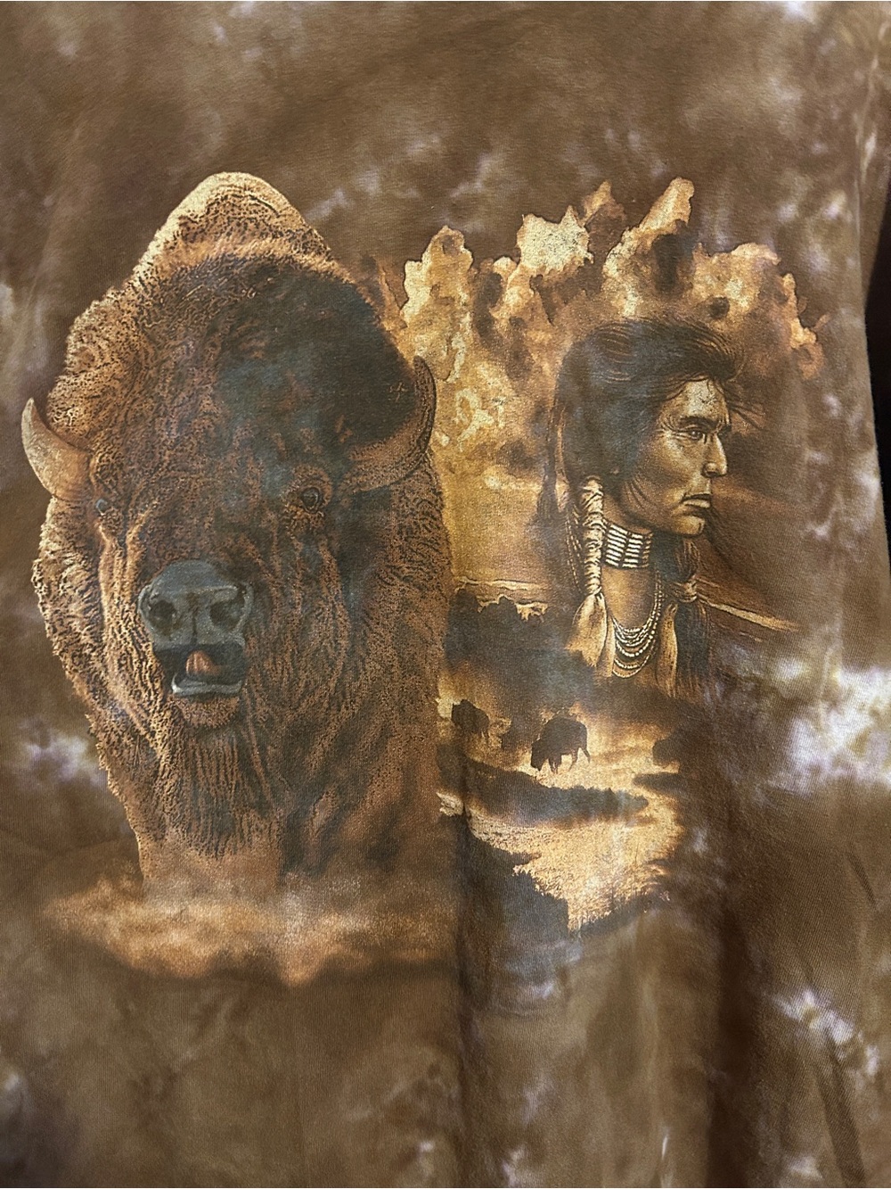 Men's Brown Buffalo & Native Print Tee